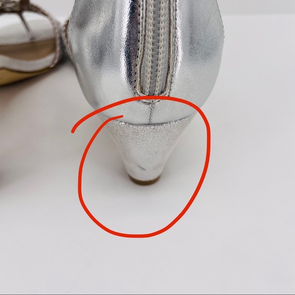 Donald J Pliner Silver Woven Zip Heel Verona Heels - Picture 8 of 8